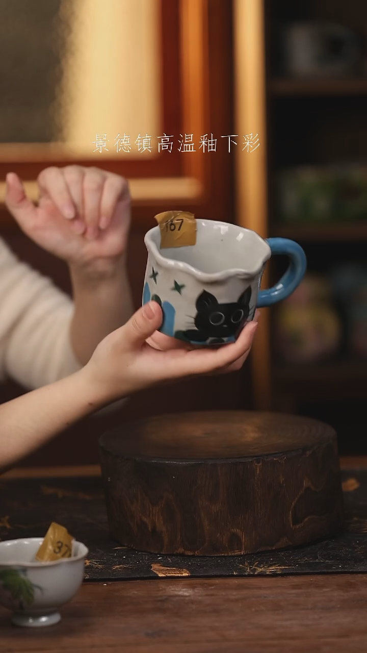 陶瓷 景德镇高温釉下手绘陶瓷@L167@