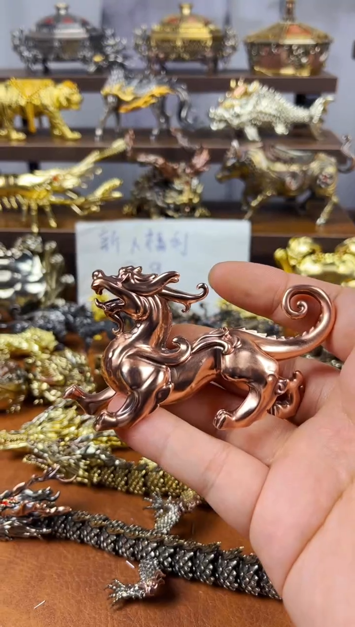 龙貔貅紫铜摆件实心