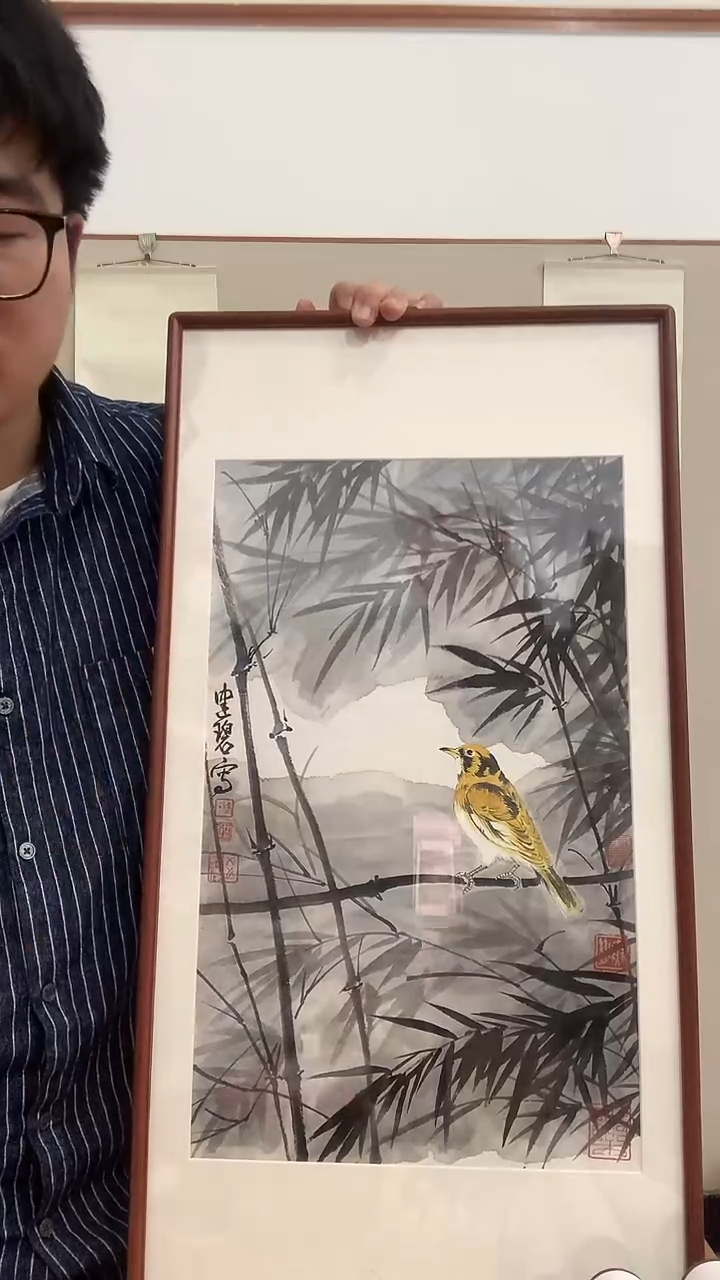 【闪购商品】国画J陈老师国画镜框一件 小鸟