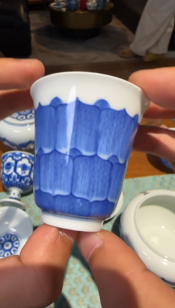 妙色 青花佛莲闻香杯