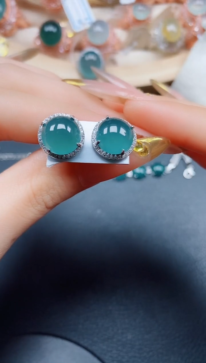 【闪购商品】翡翠耳饰银S925镶嵌翡翠