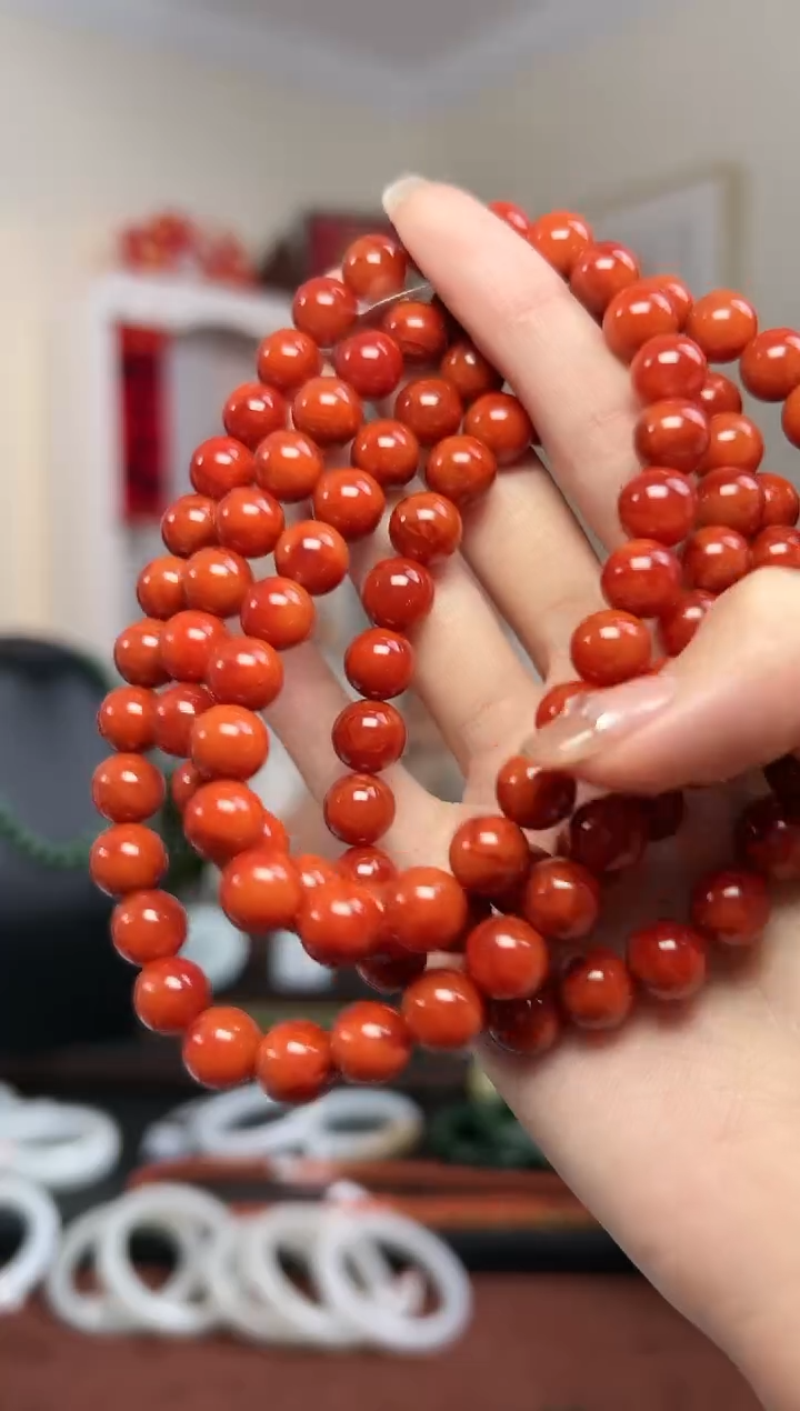 【闪购商品】南红玛瑙05-未镶嵌南红玛瑙108项链9mm+