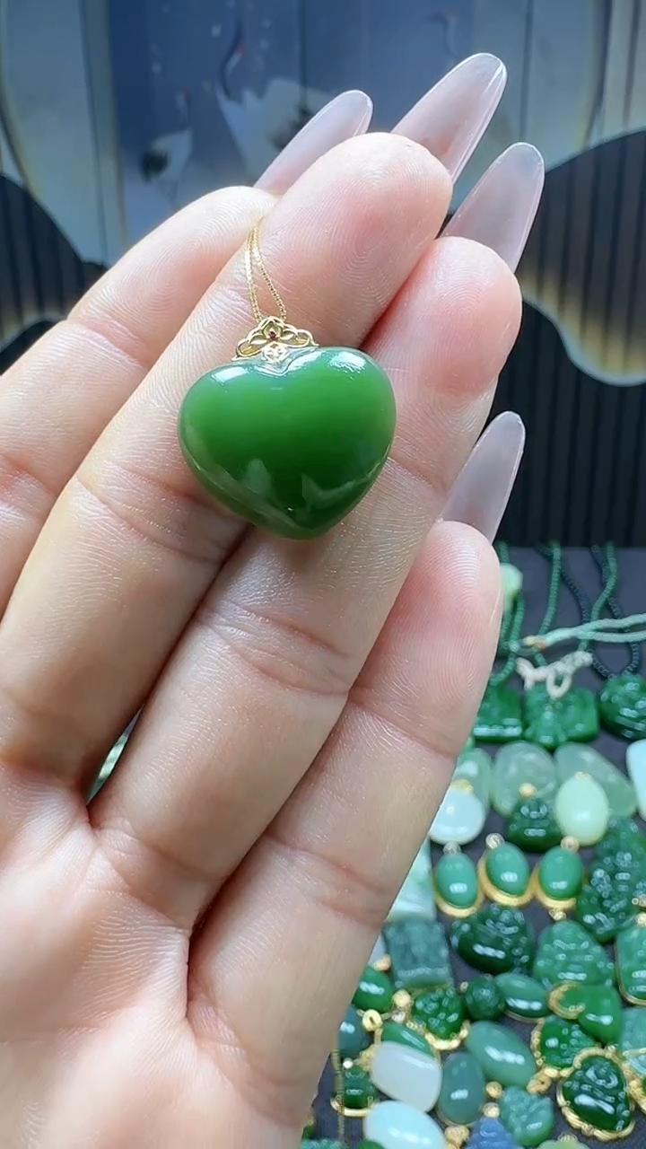 【闪购商品】和田玉吊坠(不含链)18K金镶嵌1