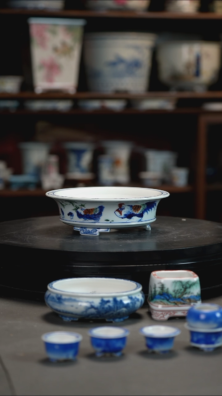 釉下手绘盆楓*唐釉下手绘盆 楓*唐