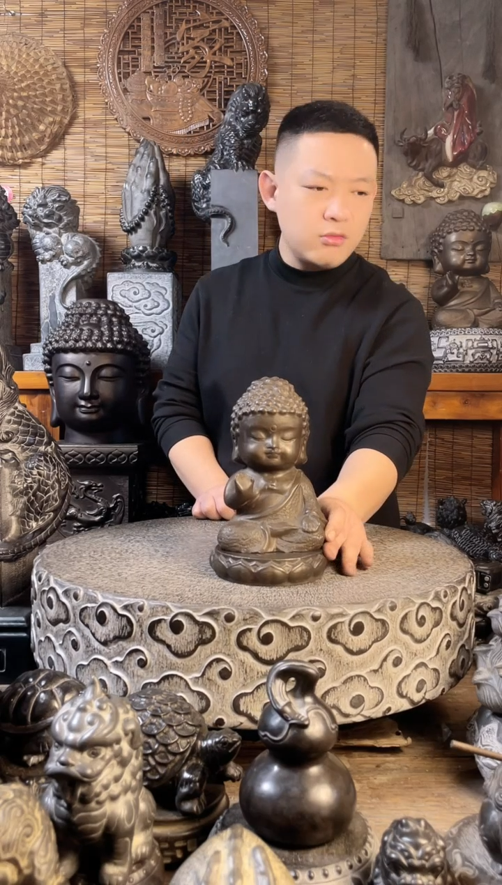 【闪购商品】20宝宝佛+单层莲花座天然青石雕刻