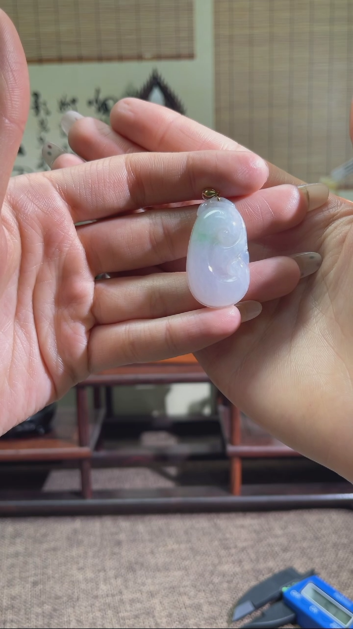 【闪购商品】翡翠颈饰18K金镶嵌灵芝#000093-49