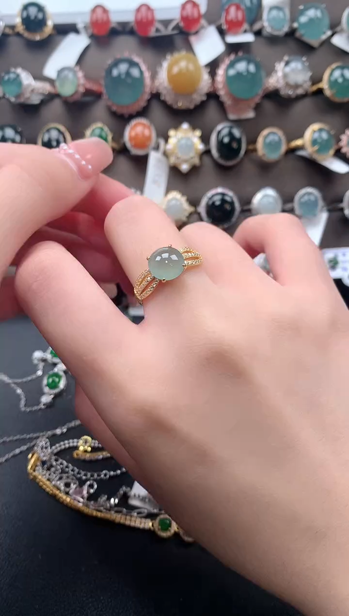 【闪购商品】翡翠戒指银S925镶嵌512421