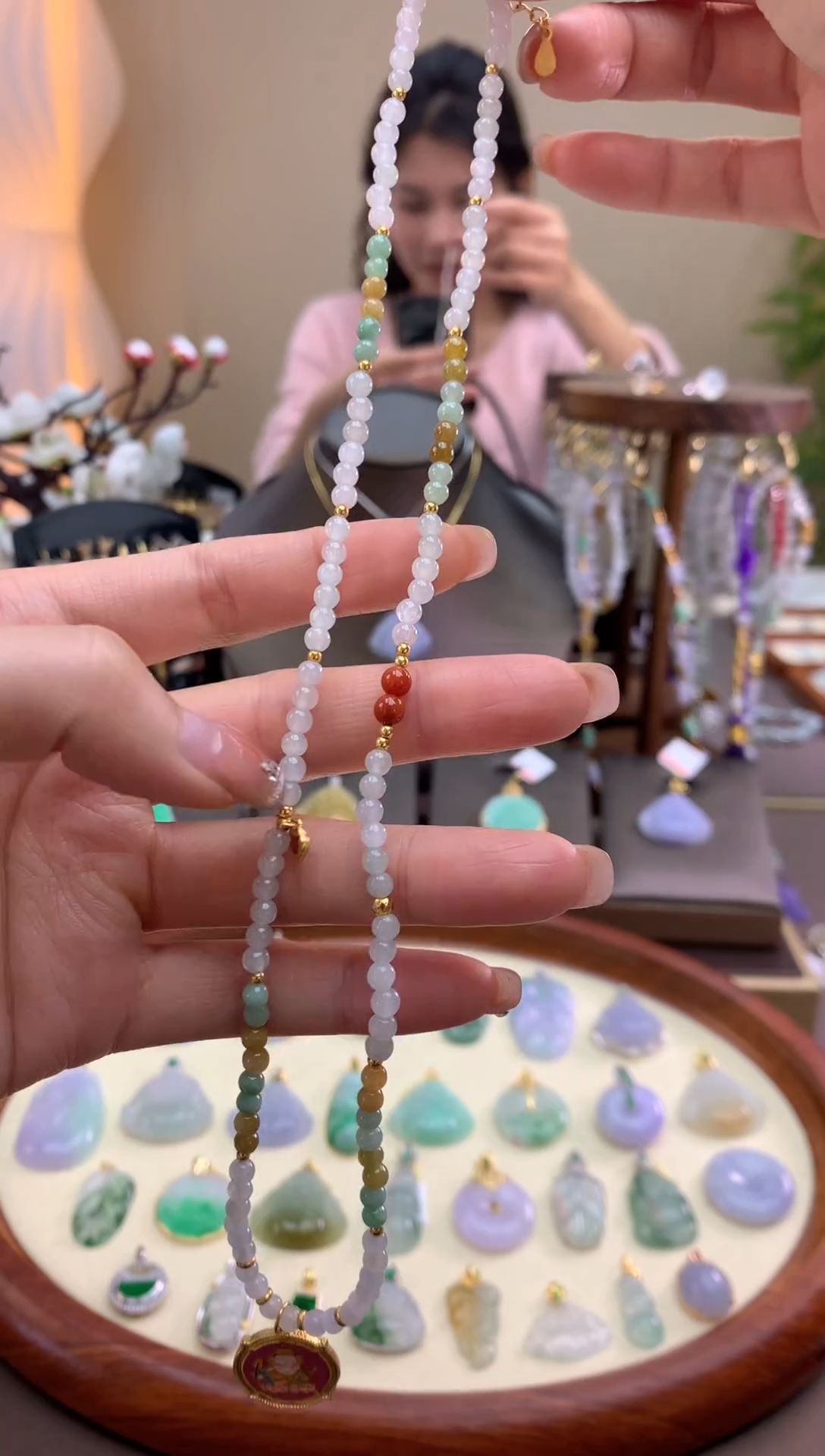 【闪购商品】翡翠颈饰银S925镶嵌手串