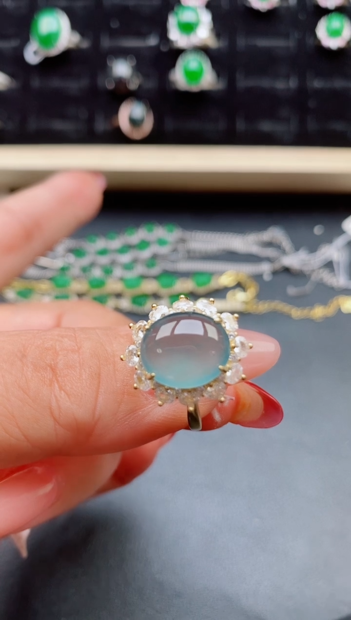 【闪购商品】翡翠戒指银S925镶嵌321312