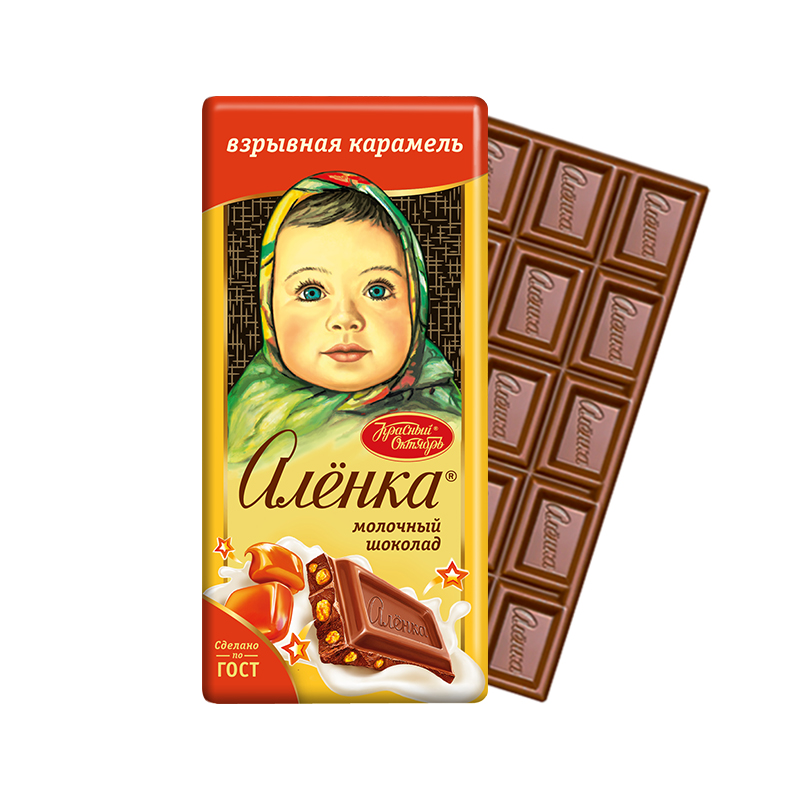 俄罗斯进口爱莲大头娃娃纯可可脂块牛奶巧克力零食网红