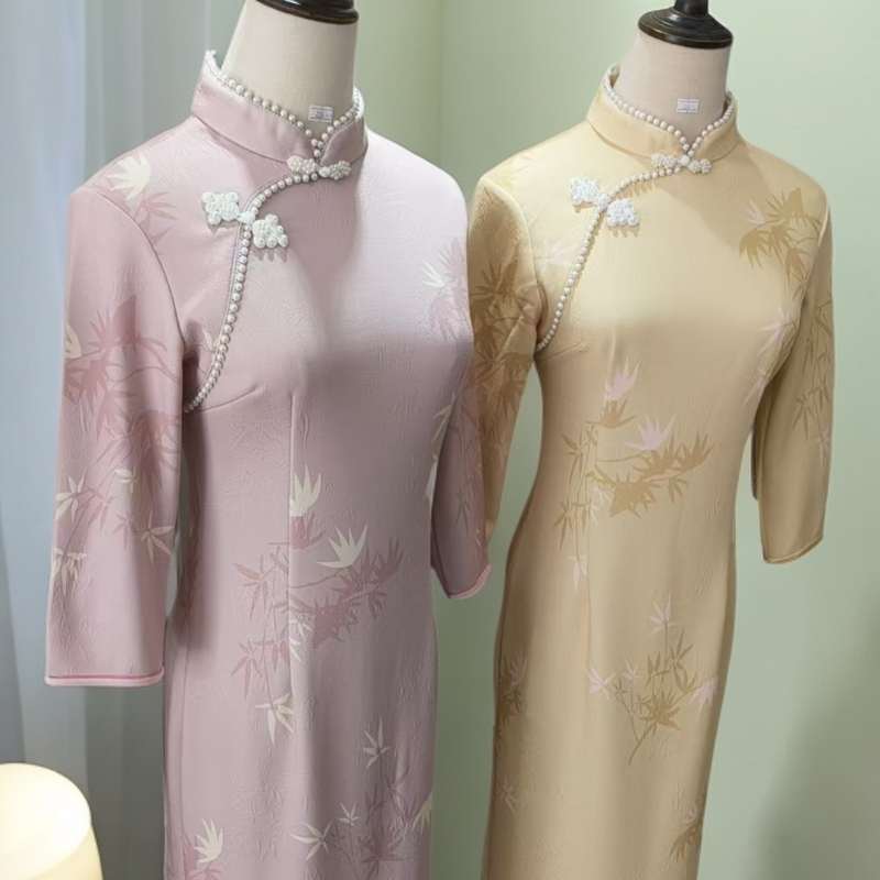 琴【秋意浓】迎秋新款新中式时尚简约修身显瘦改良旗袍（长120）