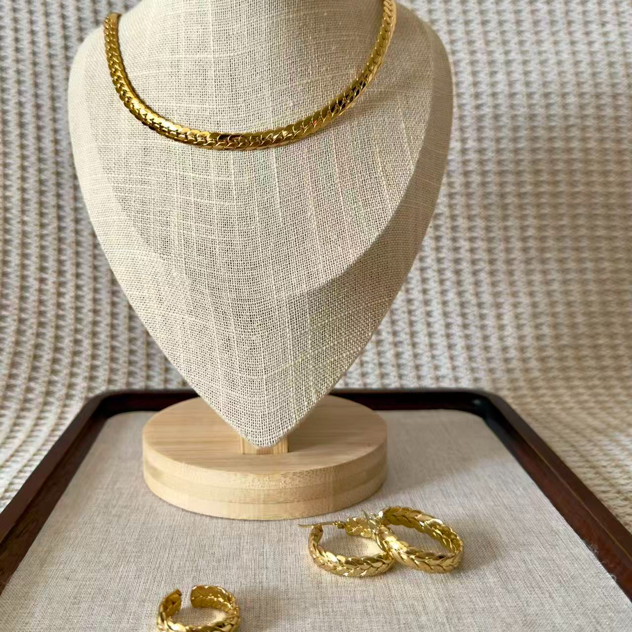 纯铜大理石耳饰 【3件套】金色欧美风日韩女耳环素款素圈经典简约