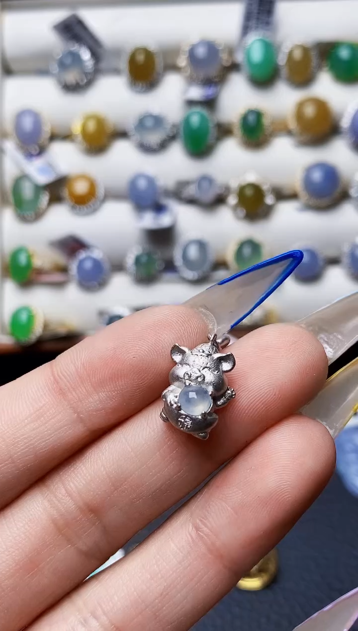 银S925镶嵌戒指翡翠3159