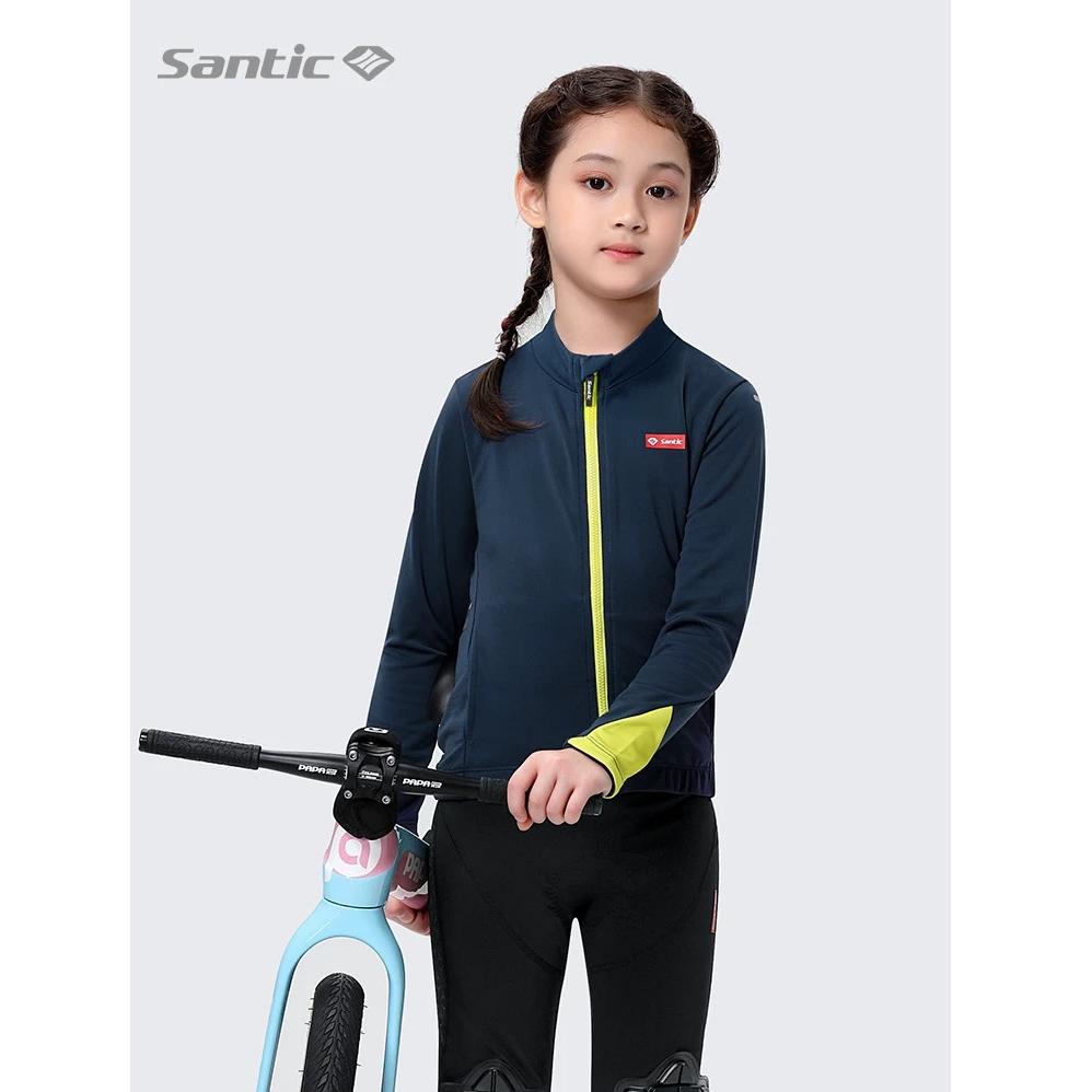 Santic森地客儿童骑行服外套排汗衫长袖防风秋冬平衡车上衣卡尔丹