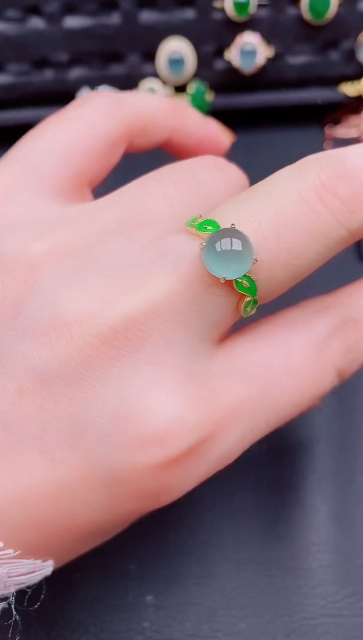 【闪购商品】翡翠戒指银S925镶嵌天然a货翡翠403