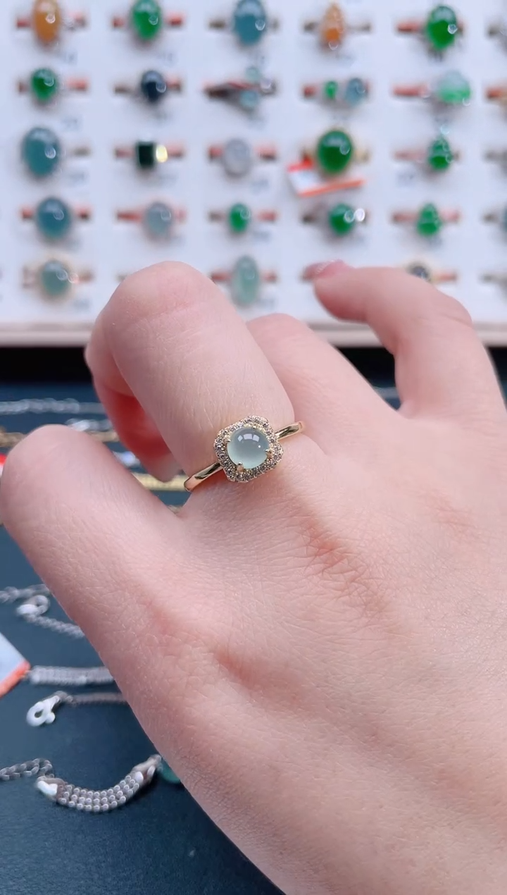 银S925镶嵌戒指翡翠天然翡翠