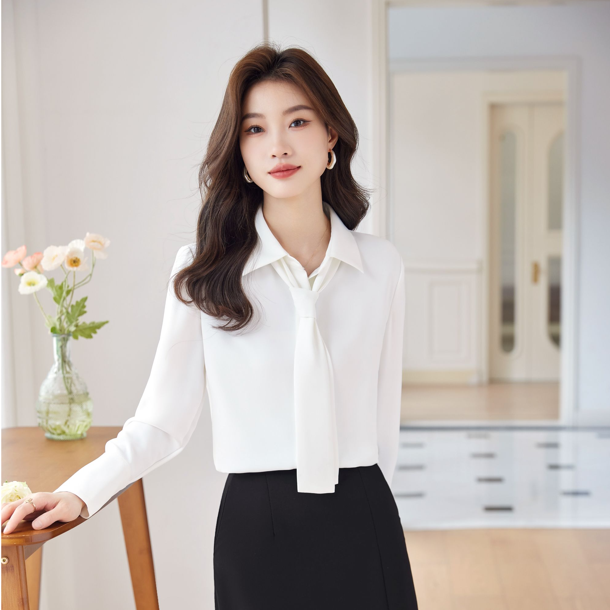 高级质感通勤白色衬衫气质名媛法式职场衬衣显瘦面试正装