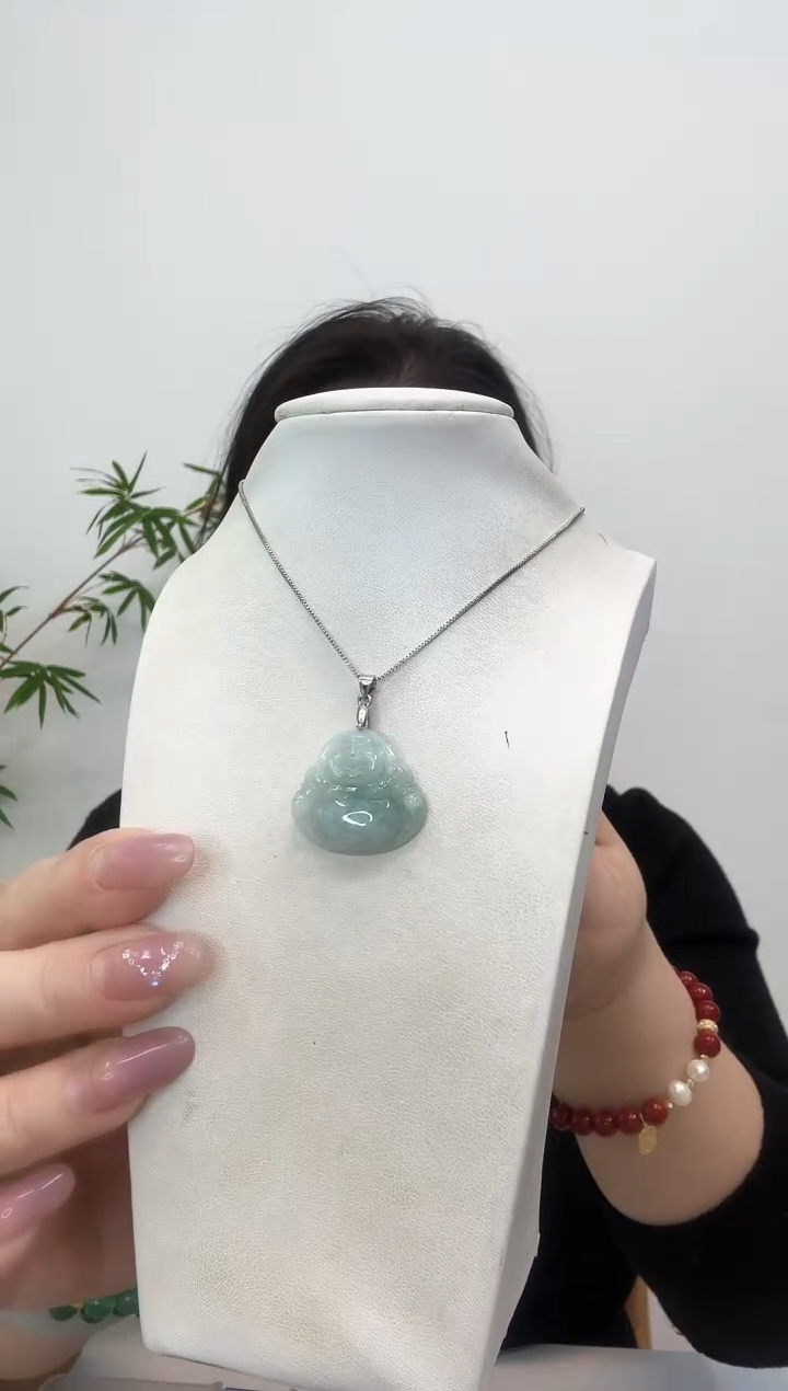 【闪购商品】翡翠颈饰银S925镶嵌佛公赠合金链