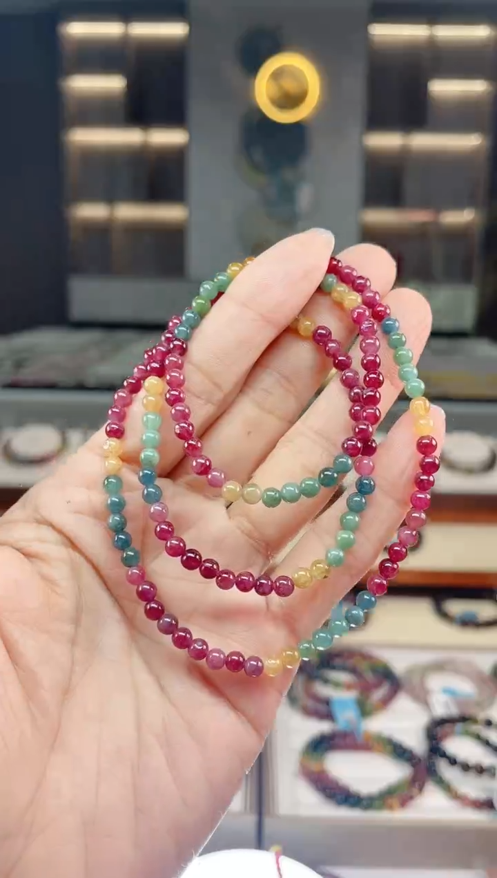 【闪购商品】碧玺三圈手串未镶嵌（多样性发一条）Q