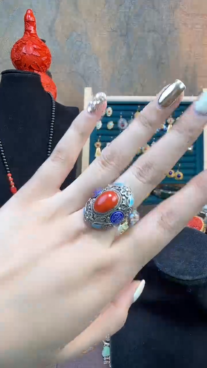 朝*非遗手工花丝镶嵌戒指