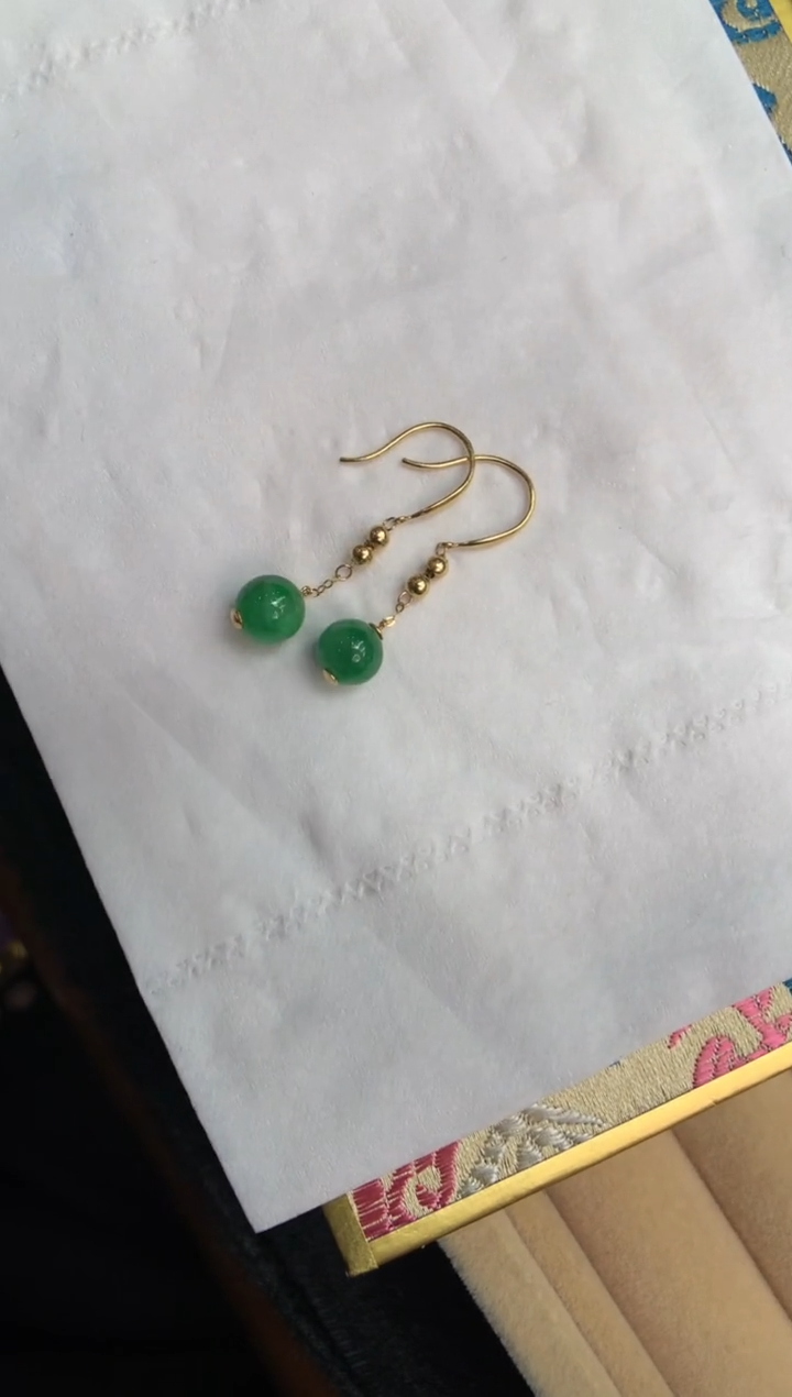 【闪购商品】翡翠耳饰18K金镶嵌耳钩