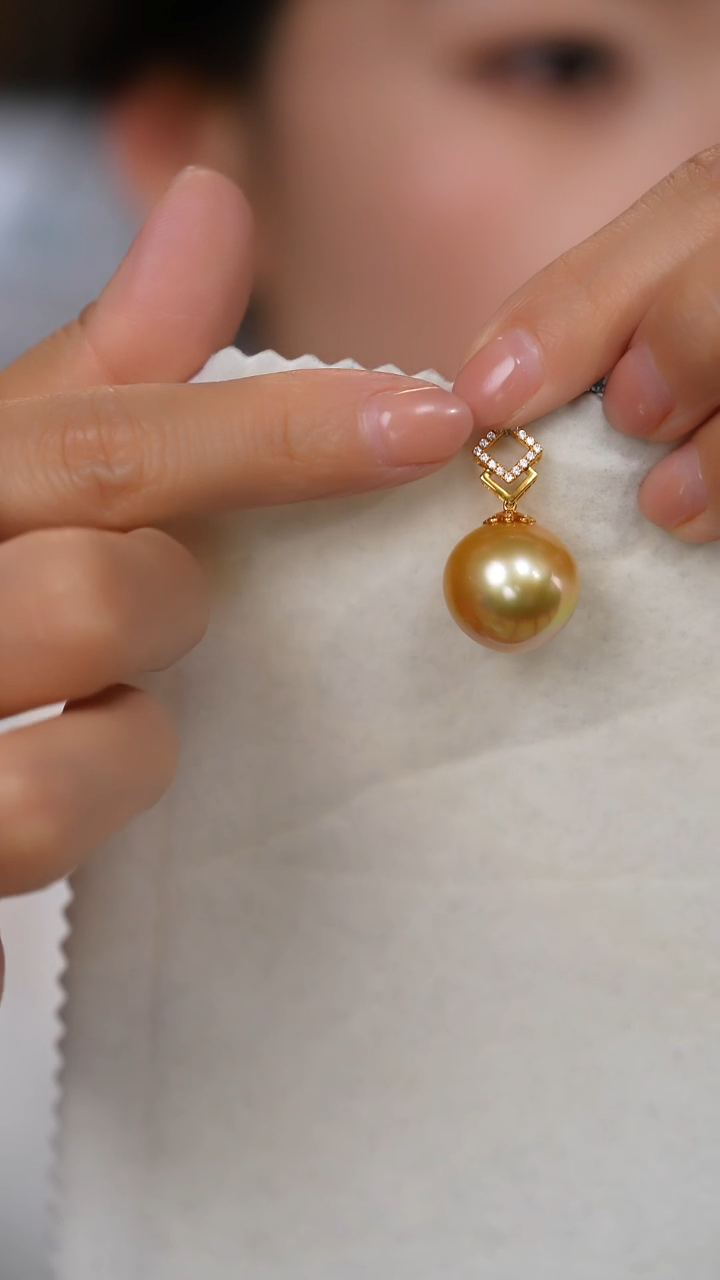 【闪购商品】海水珍珠吊坠(不含链)18K金镶嵌金珠16-17mm