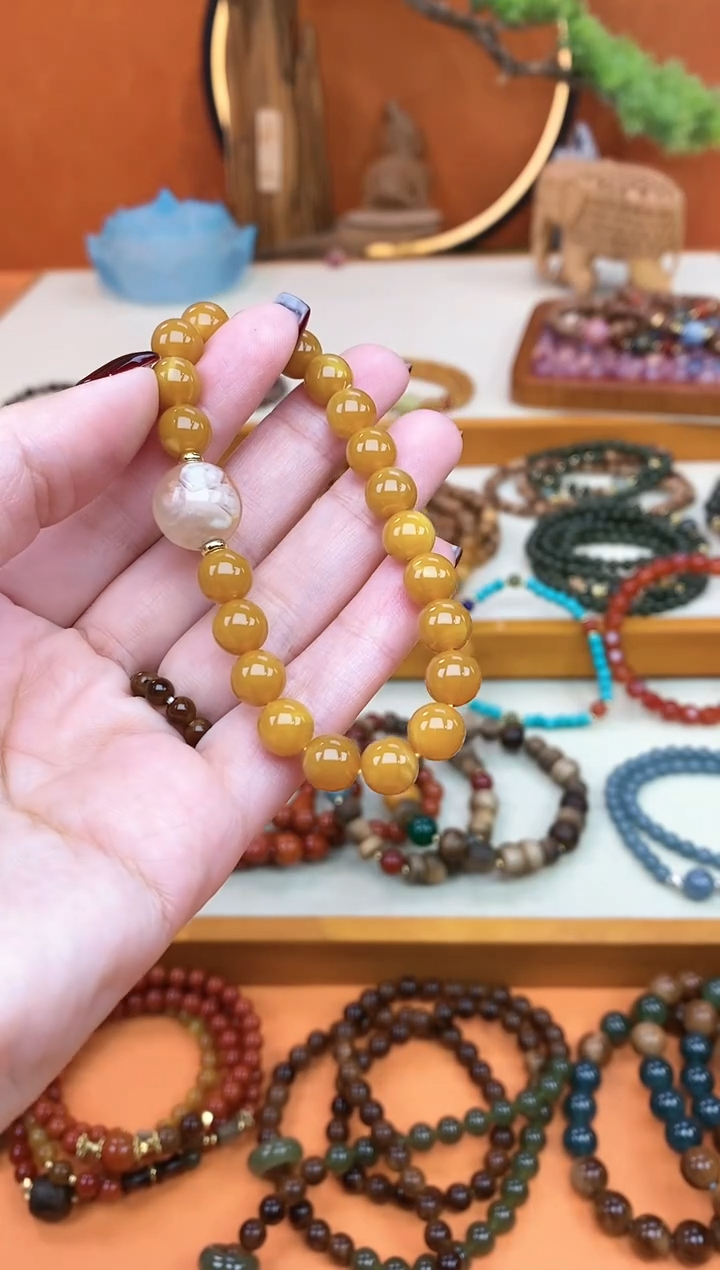 【闪购商品】蜜蜡手链未镶嵌08老蜡单圈手串