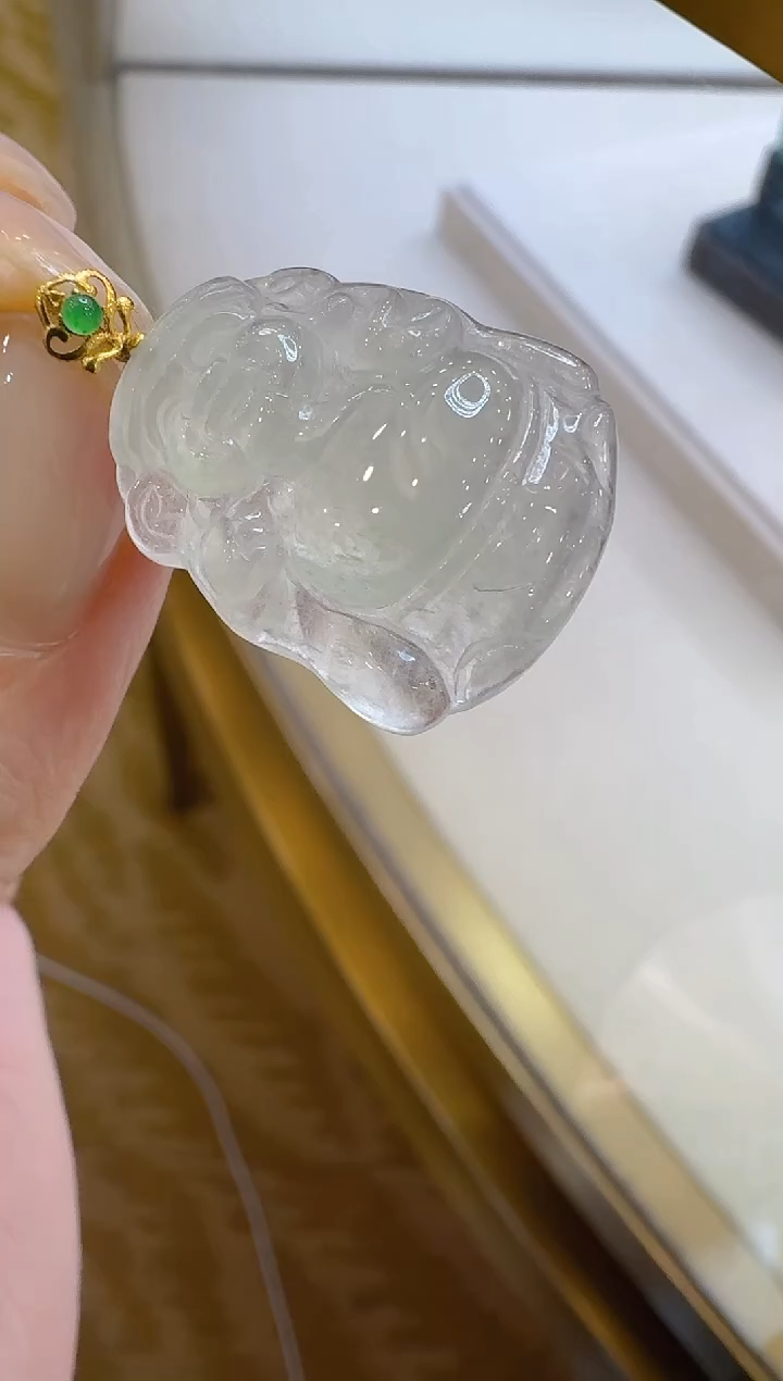 翡翠18K金镶嵌吊坠(不含链)多样性发货拍一发一