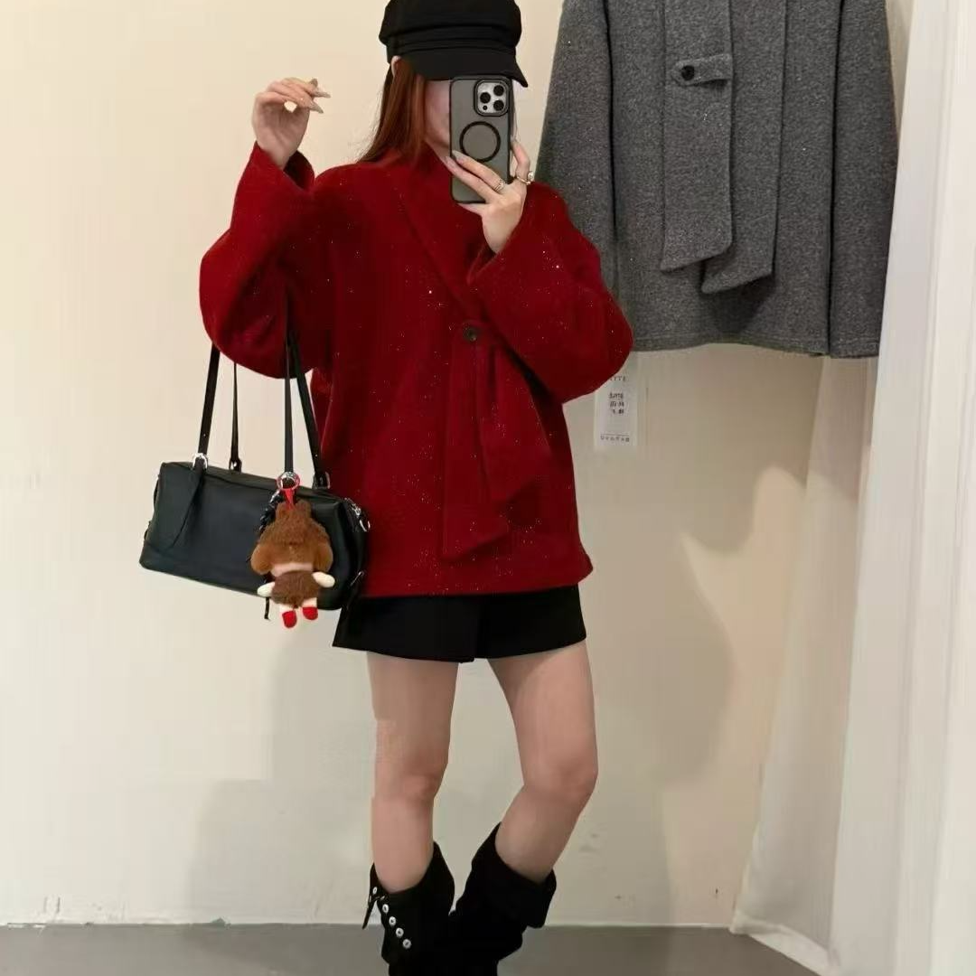 【6706】贝#休闲百搭圆领宽松上衣+围巾