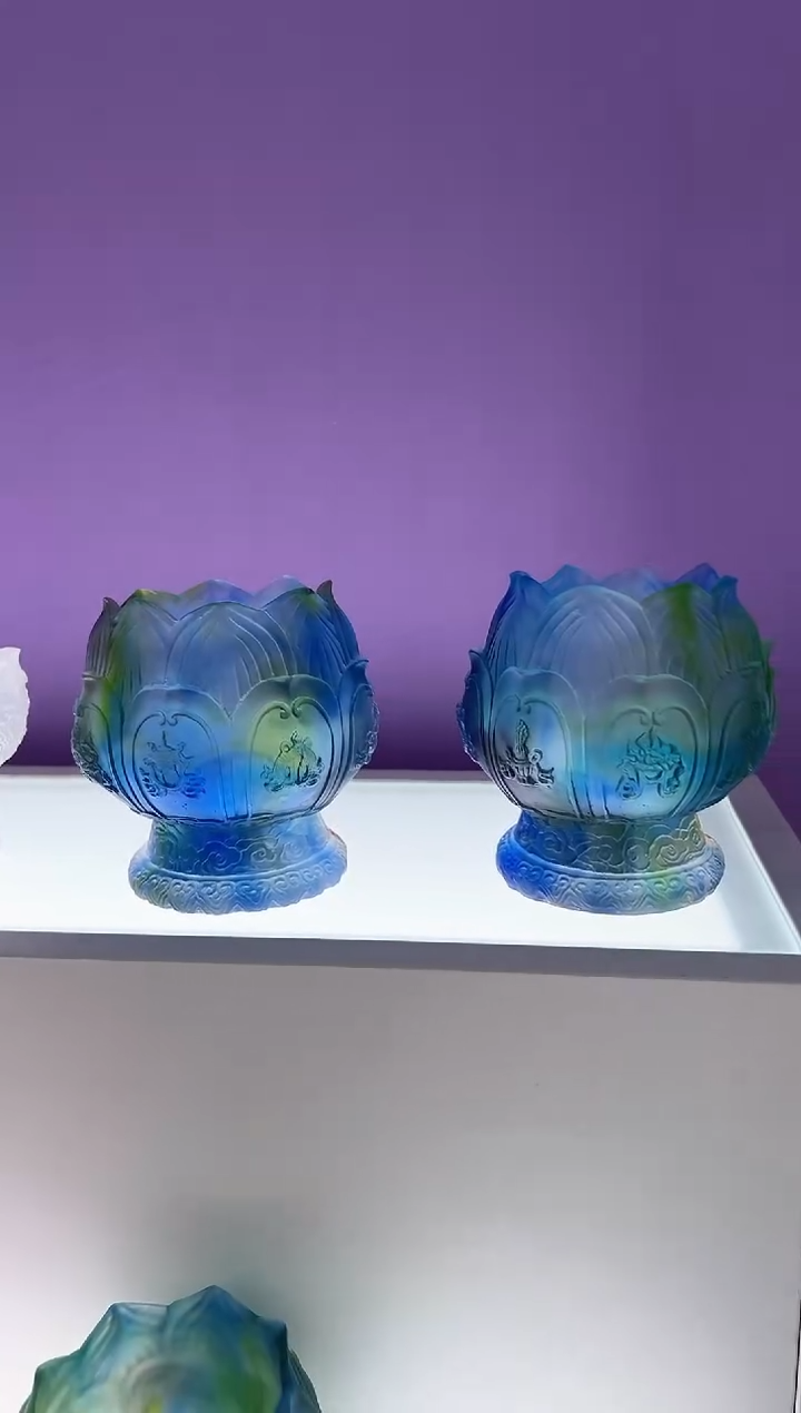 【闪购商品】泥塑古法琉璃供碗1对