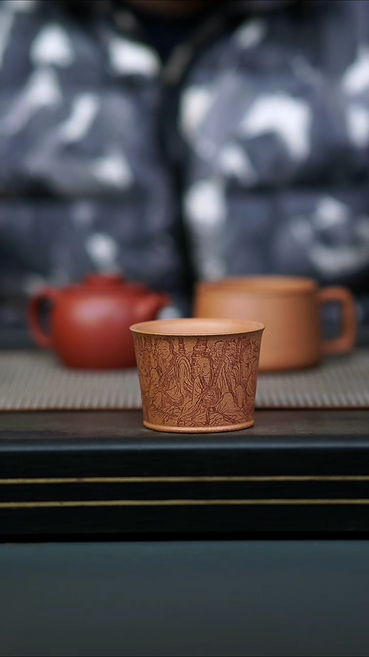 茶壶紫砂诺**舟九老+狮子刻绘主人杯