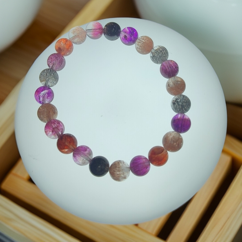 5A级净体彩烟花超七7+  8左右单圈手串