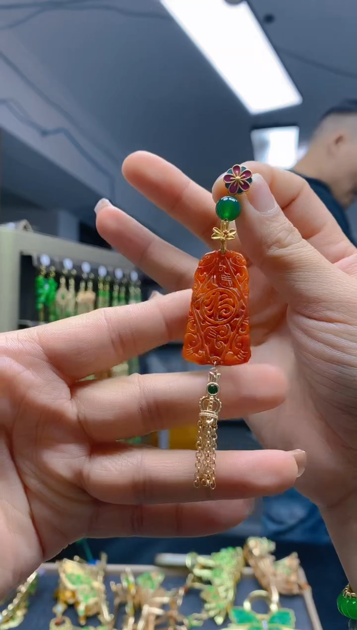 【闪购商品】翡翠耳饰合金0406翡翠压襟