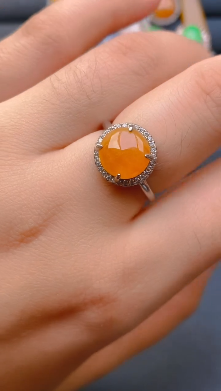 【闪购商品】翡翠戒指银S925镶嵌天然A货翡翠1