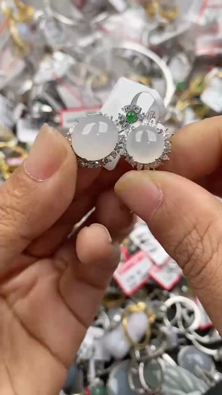 银S925镶嵌戒指翡翠222             2