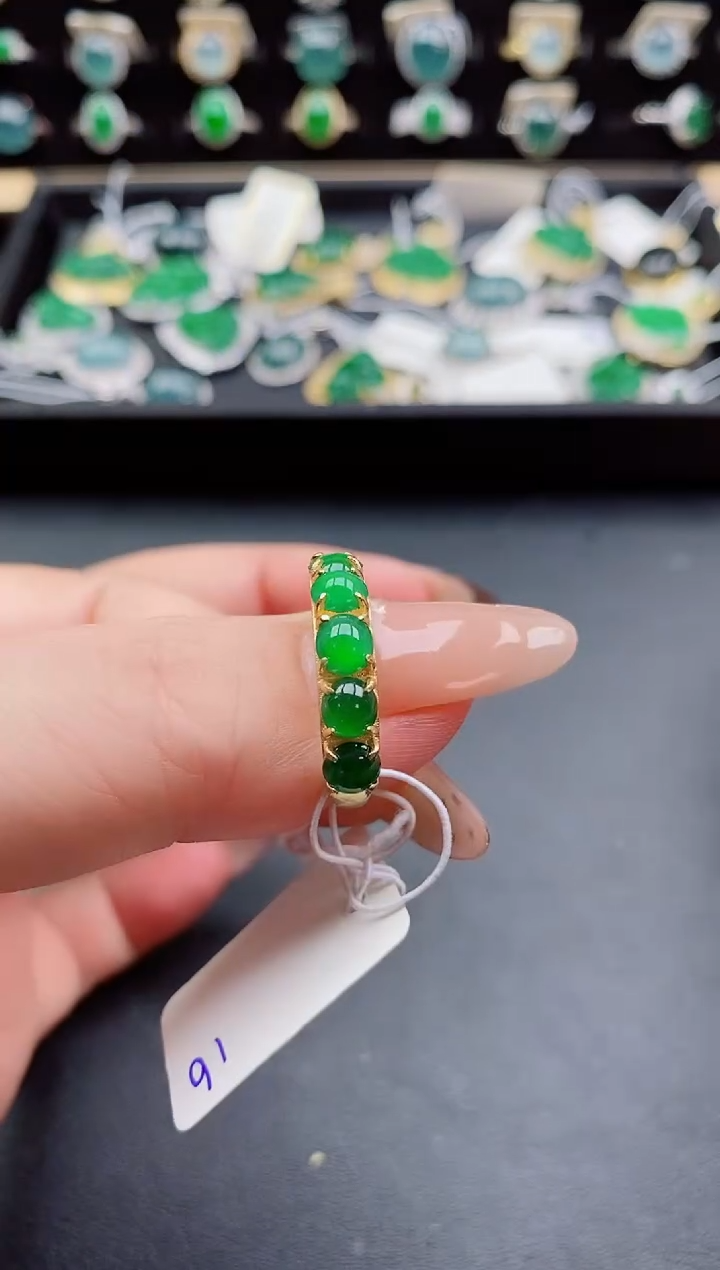 银S925镶嵌戒指翡翠1