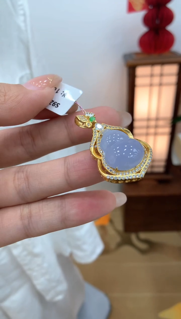 【闪购商品】翡翠颈饰银S925镶嵌葫芦吊坠