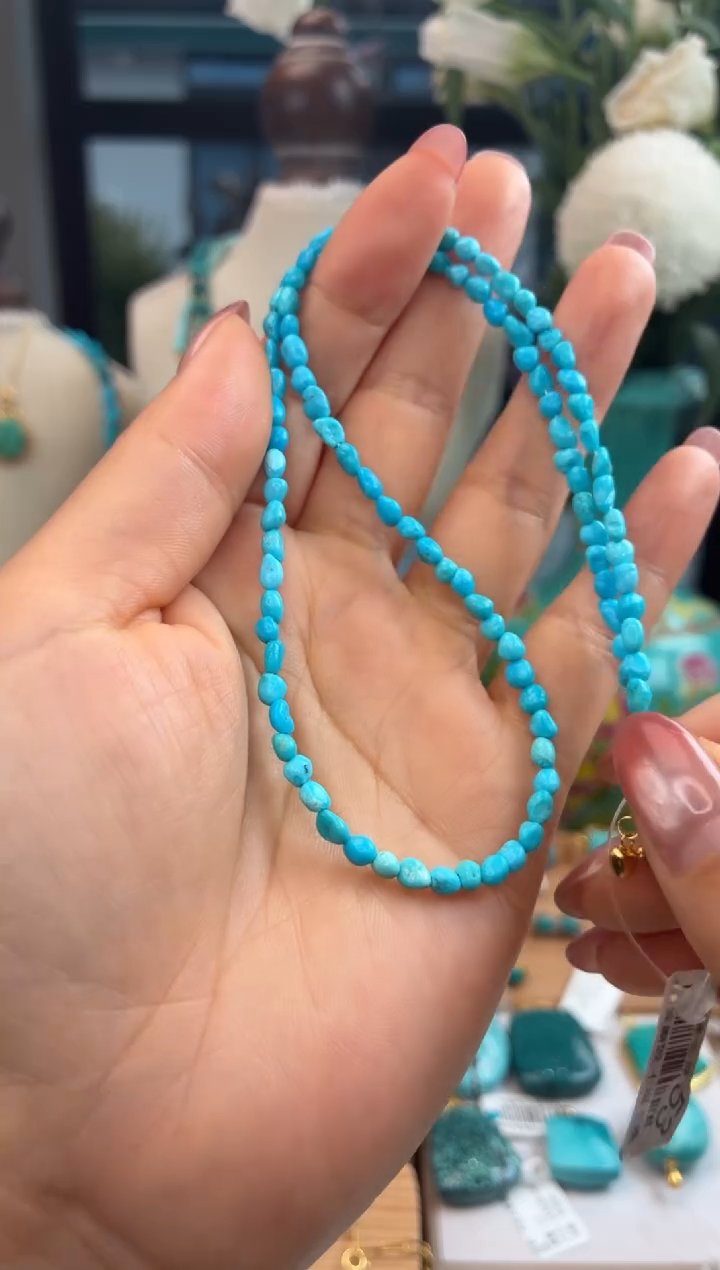 银S925镀金镶嵌绿松石项链1