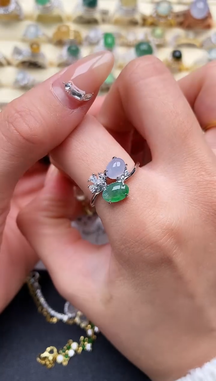 【闪购商品】翡翠戒指银S925镶嵌1111111+3