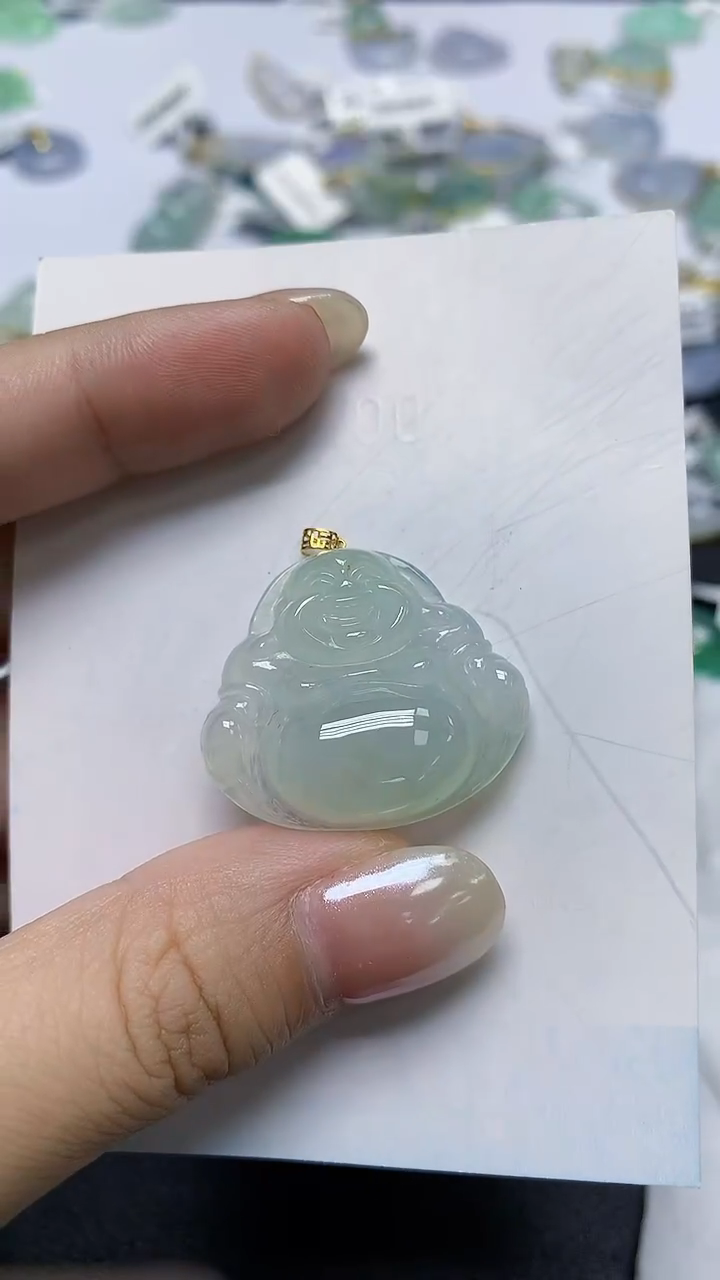 翡翠18K金镶嵌颈饰天然缅甸翡翠A货