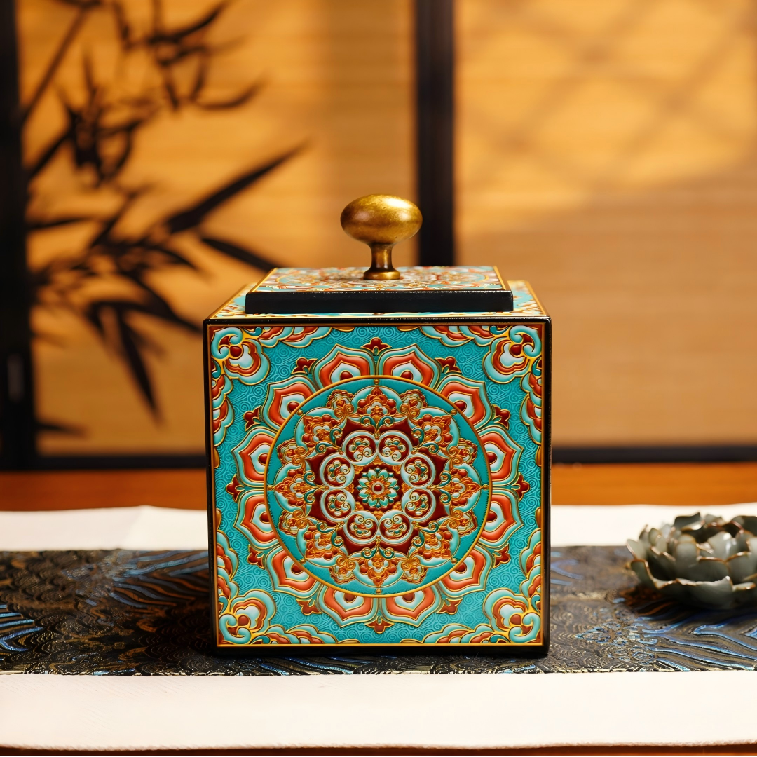 壹藏贰宝高档创意复古中式用品茶道精美防潮防霉大号带盖茶叶罐