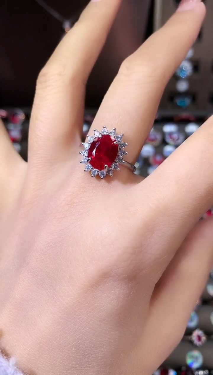 银S925镶嵌戒指红宝石810