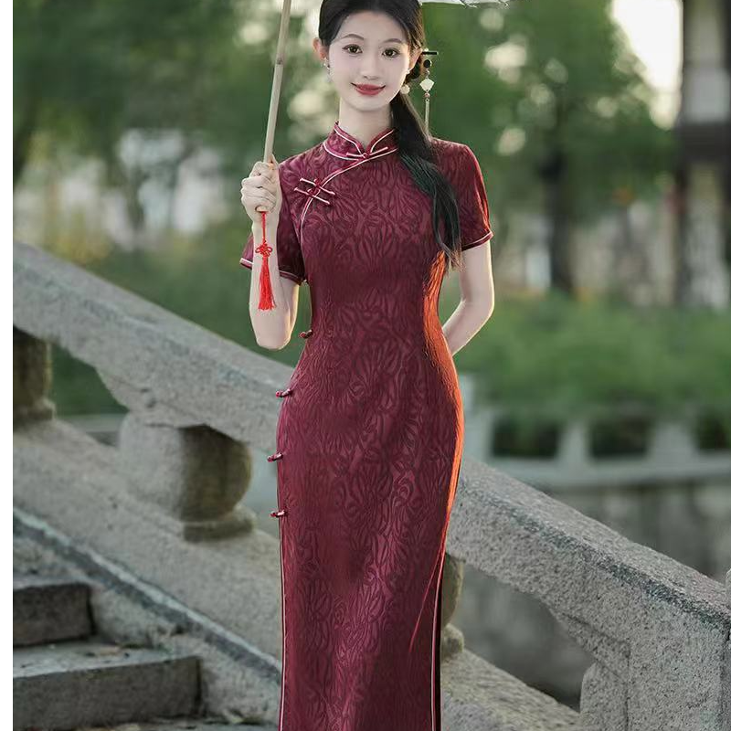 （816）夏款 侧八扣 长款改良旗袍 双层 长度约120cm改良显瘦年轻