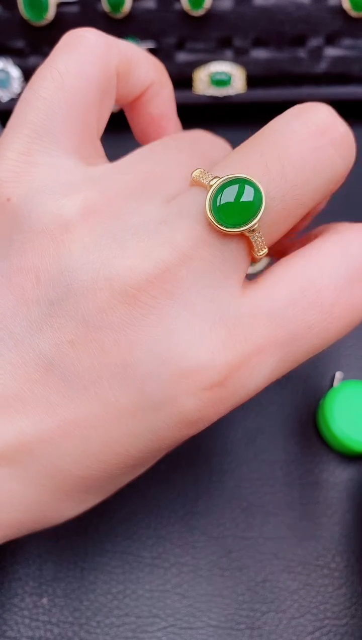 【闪购商品】翡翠戒指银S925镶嵌天然a货翡翠379