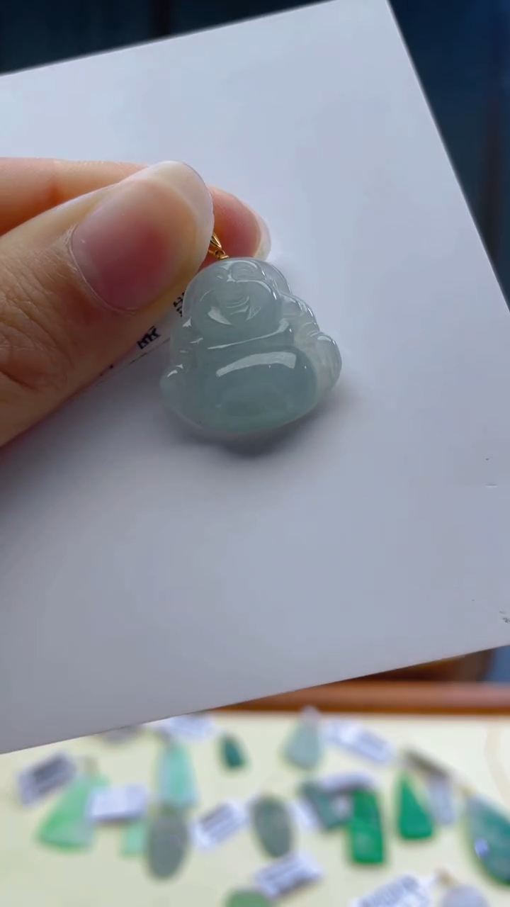 【闪购商品】翡翠颈饰18K金镶嵌天然A货翡翠