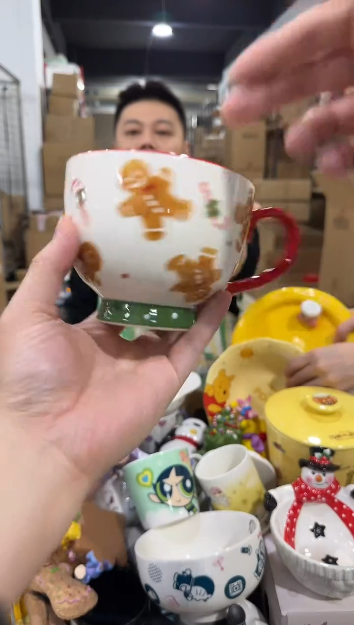 瓷片姜饼人咖啡杯