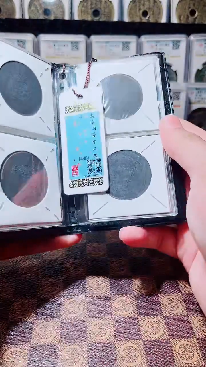 铜A123精品大清铜币20文十二枚册（黑漆古）(斐鹏)