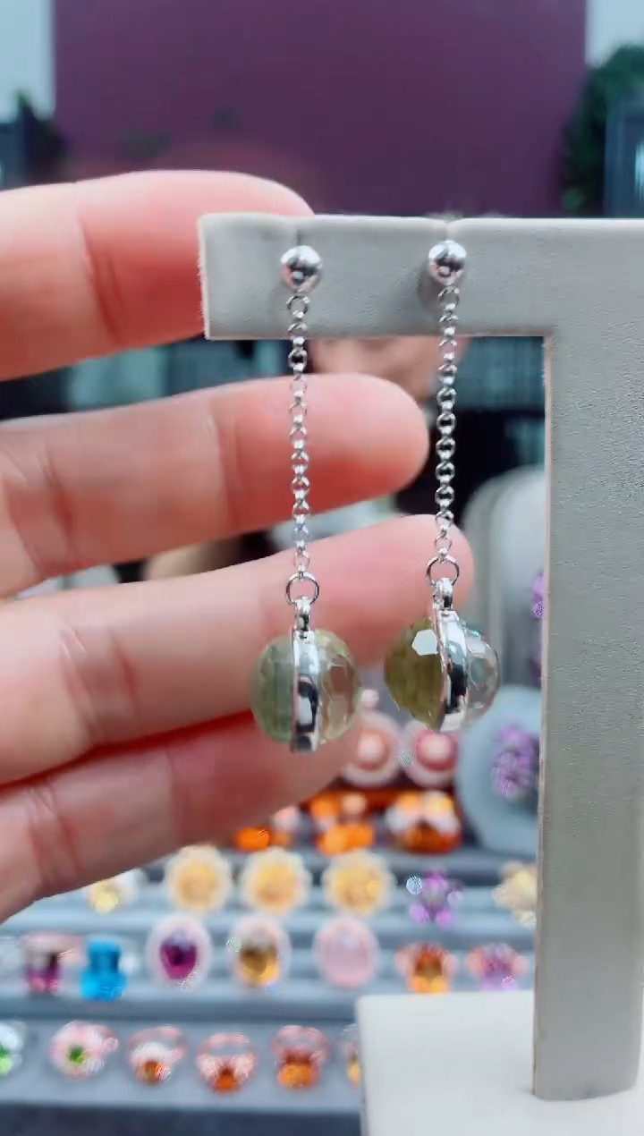 银S925镶嵌耳饰水晶水晶耳钉