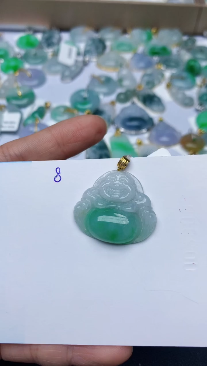【闪购商品】翡翠颈饰18K金镶嵌天然翡翠A货   