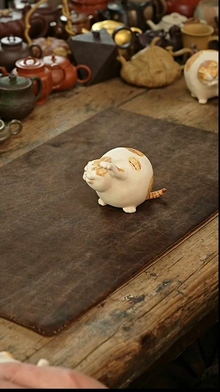 茶壶紫砂招财猫 紫砂